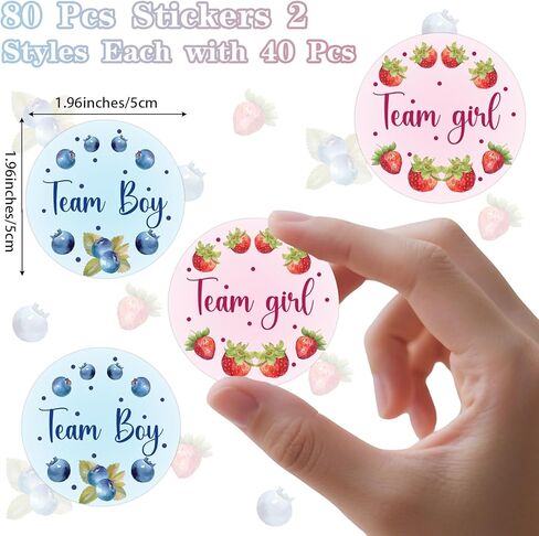80Pcs Berry Sweet Gender Reveal Stickers Strawberry Blueberry Baby Shower Stickers Berry Team Boy Team Girl Gender Reveal Decorations Blue Pink for Baby Girl Boy Gender Reveal Baby Shower Party Favors in Saudi Arabia