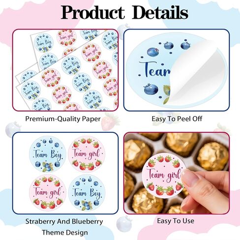 80Pcs Berry Sweet Gender Reveal Stickers Strawberry Blueberry Baby Shower Stickers Berry Team Boy Team Girl Gender Reveal Decorations Blue Pink for Baby Girl Boy Gender Reveal Baby Shower Party Favors in Saudi Arabia