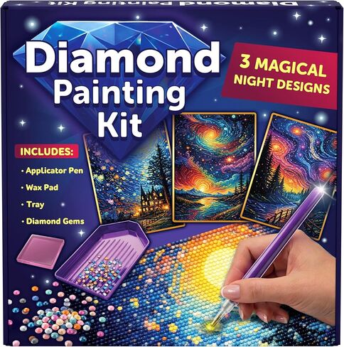 WELL BALANCED Diamond Painting Kit for Adults – 3 Pack 5D Diamond Art Kit, Full Drill Diamond Paintings Set, Gem Art Kit, Gift for Home Decor (8x12 Inch) in Saudi Arabia