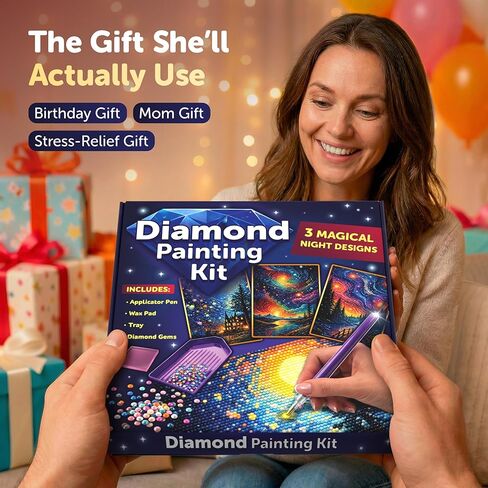 WELL BALANCED Diamond Painting Kit for Adults – 3 Pack 5D Diamond Art Kit, Full Drill Diamond Paintings Set, Gem Art Kit, Gift for Home Decor (8x12 Inch) in Saudi Arabia