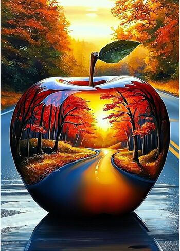 Bowetile 5D Fall Diamond Art Kits for Adults Beginners, Autumn Diamond Painting Landscap Kits, DIY Full Round Drill Diamond Dots Paintings Picture Gem Art Craft for Home Wall Decor 12x16 Inch in Kuwait