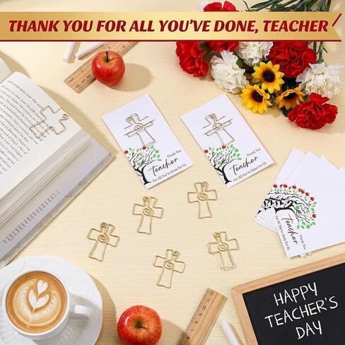 12 Sets Religious Teacher Appreciation Gifts Teacher Christian Bookmark Cross Paper Clips for Bible Thank You Gift for School Study Supplies Books in Kuwait