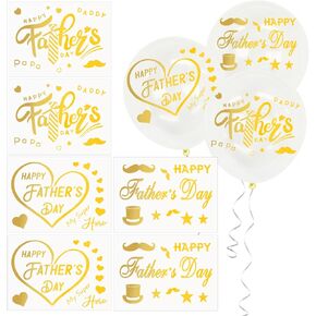 Happy Father's Day Balloon Stickers Fathers Day Bobo Balloon Decorations Gold Heart Beard Tie Hat Letter Decals for Fathers Day Party Balloons Gift DIY Supplies 6Pcs in Saudi Arabia