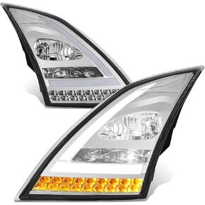 DNA MOTORING Headlights Compatible with Volvo VNL VNR 2018-2023 / Volvo VNL 300 400 740 760 860 VNR 400 640, White 3D Light Bar/Sequential Chase Turn Signal, Black, HL-HAY-059-BK in Saudi Arabia