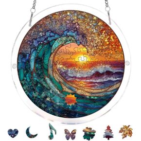 Acrylic Puzzle Suncatcher, Jesus Stained Glass Sun Catcher, Jigsaw Puzzles Home Garden Decor, Creative Mothers Day and Birthdays Gifts for Mom, Wife, Sisters, 7.87 Inch in Saudi Arabia