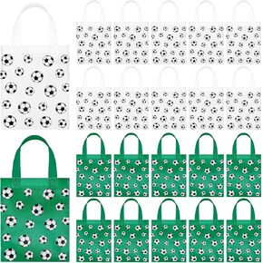 Sweetude 24 Pcs Soccer Non Woven Snack Bags Soccer Treat Goodies Candy Bags with Handle, Sport Theme Party Favor Bag for Team, Party Decorations Supplies for Player, 7.9 x 7.9 Inch in Saudi Arabia