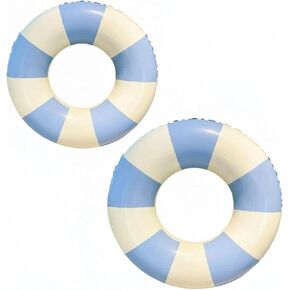 2 Pack Inflatable Swim Ring Set, Blue & White Pool Float Rings, Thickened PVC Swimming Tubes, Inflatable Pool Floats for Pool, Beach, Lake and Summer Water Fun in Saudi Arabia