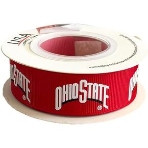 7/8" Ohio State Grosgrain Decorative Ribbon, Licensed by USA Licensed Bows - Officially Licensed - 5 Meters (16" Feet) in Saudi Arabia