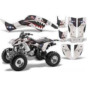 مجموعة رسومات AMR Racing ATV: ملصقات رباعية لسيارة Honda TRX 400EX (1999-2007)، تتميز بتصميم P40 Warhawk باللون الأسود، قم بتحويل رحلتك باستخدام ملصقات ATV الجديدة! in Kuwait