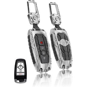 ملحقات حماية غطاء المفتاح الثقيل لـ 2018-2024 Ford Explorer F-150 Fusion Mustang Escape Edge Mustang Ranger Expedition Maverick Transport Key Fob (4 أزرار-أسود) in Kuwait