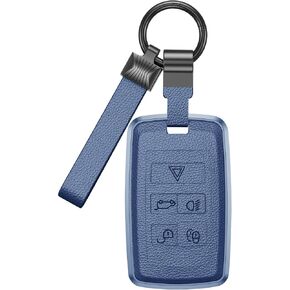 لغطاء Land Rover Key Fob، إطار من الألومنيوم وحقيبة واقية جلدية مع سلسلة مفاتيح، هيكل كامل مقاوم للصدمات لسيارة 2018-2025 Range Rover Sport Defender Discovery Jaguar (A-أسود) in Kuwait