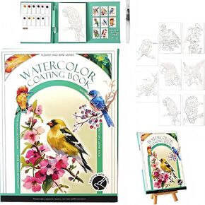 Watercolor Workbook with Paints, 2026 New 3-Fold Portable Watercolor Painting Kit for Adults and Kids, Thick Anti-Bleed Paper Art Book for Travel and Relaxation, 8 Pre-Printed Sheets and Brush in Saudi Arabia