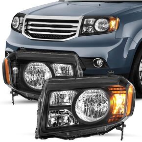 SOCKIR Headlight Assembly for 2009 2010 2011 Honda Pilot OE Style Halogen Headlamp Black Housing with Amber Reflector (L+R) in Saudi Arabia