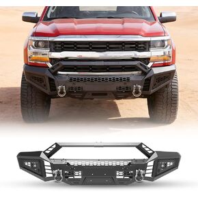 WOLFSTORM Front Bumpers Compatible with 2016-2018 Chevy Chevrolet Silverado 1500，Flip-up licence plate mounting bracket is Included,Pickup truck bumper with paintable trim，LED Lights & D-rings(1A+2A) in Saudi Arabia