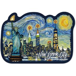 Die Cut Sticker New York City, New York, Starry Night City Series, Statue of Liberty Vinyl Sticker, (Waterproof Decal for Cars, Water Bottles, Laptops, Coolers), Large in Saudi Arabia