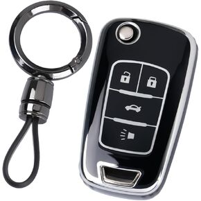 WJS Key Fob Cover, Car Key Case Shell Protector Compatible with 2010-2021 Chevy Cruze Equinox Camaro Impala Malibu Sonic; Buick Regal Verano Encore Lacrosse; GMC Terrain (Black) in Saudi Arabia