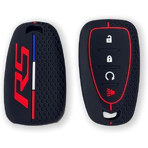2PCS 4 Button Black Silicone Smart Key Fob Shell Cover Protector Remote Holder Compatible with Chevy Blazer Camaro Bolt Equinox Traverse Trax Trailblazer Malibu Volt Cruze RS Accessories (4B-REDRS) in Saudi Arabia