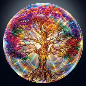Round Jigsaw Puzzle for Adults - 1000 Piece Tree of Life Challenge - Vibrant Gradient Mandala Art, 26.5in Circular Brain Teaser, Stress Relief Home Decor & Unique Birthday Gift in Saudi Arabia