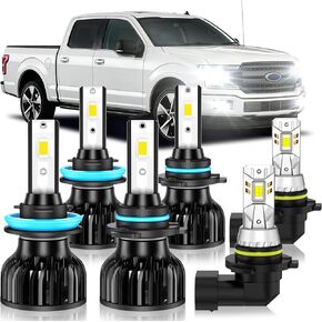 Fit for 2015-2023 Ford F150 Fog Light Bulb, Hi&Lo Dual Beam Fog Light Bulb Combo, 600% Upgraded Brightness, 6000K White, Hollow Out Base & Fan Cooling, Pack of 6 in Saudi Arabia