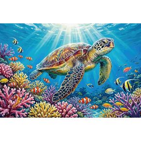 Sea Turtle Jigsaw Puzzles for Adults 1000 Pieces, Colorful Ocean Animal 1000 Piece Puzzle for Adults, Fun Hard Difficult Challenging Jigsaw Puzzles 1000 Pieces for Family Game Night Home Decor Gifts in Saudi Arabia