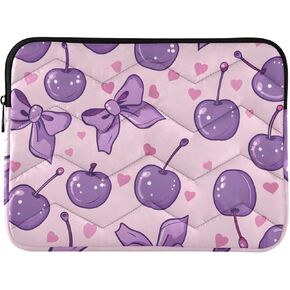 Quilted Laptop Sleeve,Bumps and Scratches,Cherries with Bows in Lilac-Pink Colors Laptop Protective Case for 13-14 inch MacBook Air/MacBook Pro, Notebook, Chromebook Computer in Saudi Arabia