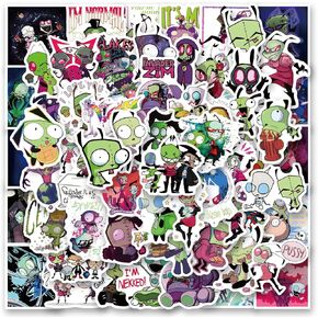 122Pcs Invader Alien Zim Stickers Cool Aliens Stickers, Vinyl Waterproof Sticker for Laptop, Guitar, Water Bottle, Birthday Gifts for Girls, Teens in Saudi Arabia