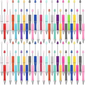 60 Pieces Beadable Pens,Plastic Beadable Pen,DIY Beadable Pens Bulk,Black Ink Ballpoint Pens,Cute Beaded Pens for Kids Presents Office Supplies DIY Making Gift,20 Colors in Saudi Arabia