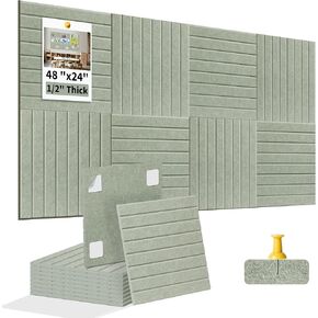 Large Bulletin Board, 48" x 24", 8 Pack Felt Wall Tiles, 1/2" Thick Cork Board for Office with 50 Adhesive Tabs, Felt Wall Panels for Classroom, Commercial Places, Office and Home Decor (Sage) in Saudi Arabia