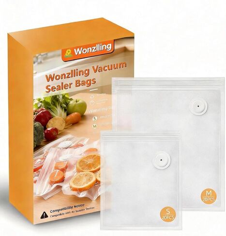 Vacuum Sealer Bags for Food, 60 Pcs (S+M+L) 8" x 10" and 10" x 13.8" and 11.8" x 13.8" Food Storage Bags for Sous Vide Cooking Microwave Heating, Air Valve Zipper Bags in Saudi Arabia