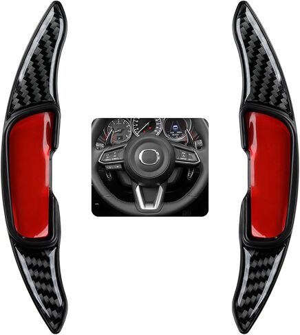 Steering Wheel Shift Paddle Extension Carbon Fiber Trim for Mazda 2 Gasoline 3 6 CX-3 CX-5 CX-9 MX-5 Miata ND MX-5 Miata RF ND/for Scion iA 2016 / Toyota Yaris iA Sedan Sticker Accessories (Black) in Saudi Arabia