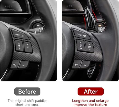 Steering Wheel Shift Paddle Extension Carbon Fiber Trim for Mazda 2 Gasoline 3 6 CX-3 CX-5 CX-9 MX-5 Miata ND MX-5 Miata RF ND/for Scion iA 2016 / Toyota Yaris iA Sedan Sticker Accessories (Black) in Saudi Arabia