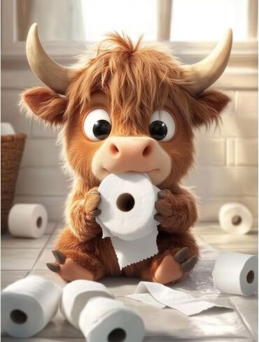 Miwixy Highland Cow Diamond Art Kits for Adults,Bathroom Cow Diamond Painting Kits,5D Full Drill Diamond Dots Paintings,Cute Animals Round Diamond Art Canvas for Beginners Home Wall Decor 12 x 16 Inch in Saudi Arabia