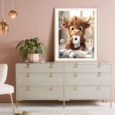 Miwixy Highland Cow Diamond Art Kits for Adults,Bathroom Cow Diamond Painting Kits,5D Full Drill Diamond Dots Paintings,Cute Animals Round Diamond Art Canvas for Beginners Home Wall Decor 12 x 16 Inch in Saudi Arabia