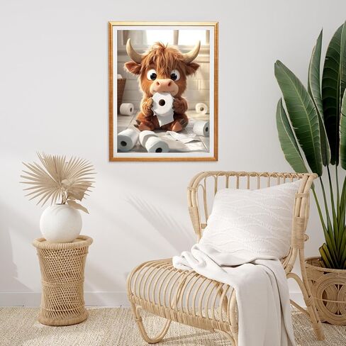 Miwixy Highland Cow Diamond Art Kits for Adults,Bathroom Cow Diamond Painting Kits,5D Full Drill Diamond Dots Paintings,Cute Animals Round Diamond Art Canvas for Beginners Home Wall Decor 12 x 16 Inch in Saudi Arabia