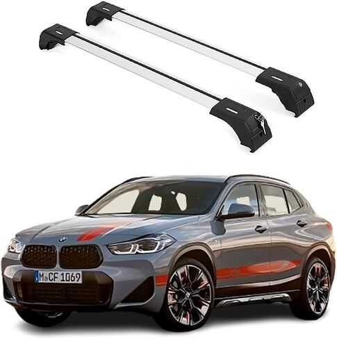 قضبان متقاطعة لحامل السقف من Erkul لسيارات BMW X2 2024-2026 | قضبان متقاطعة من الألومنيوم بقفل مضاد للسرقة للسطح وحاملة البضائع والأمتعة وقوارب الكاياك والزورق والدراجة | أسود in Kuwait