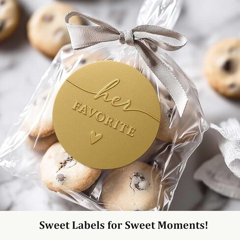 120 x His Her Favorite Wedding Favor Stickers, Embossed Gold Foil Favor Labels for Treat Bags, Wedding Candy Buffet, Wedding Reception, Bridal Shower, Engagement Party, 1.6'' (Stickers Only) in Saudi Arabia
