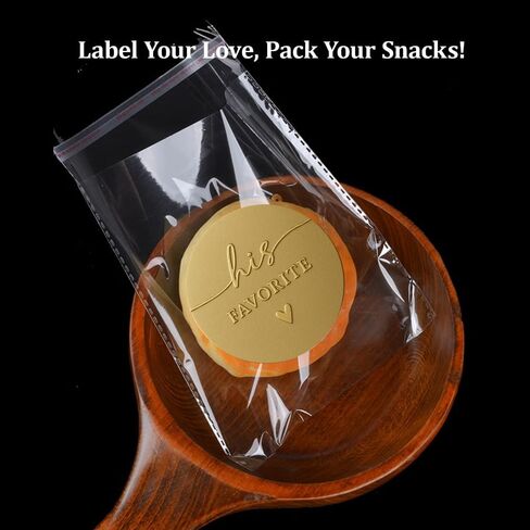120 x His Her Favorite Wedding Favor Stickers, Embossed Gold Foil Favor Labels for Treat Bags, Wedding Candy Buffet, Wedding Reception, Bridal Shower, Engagement Party, 1.6'' (Stickers Only) in Saudi Arabia