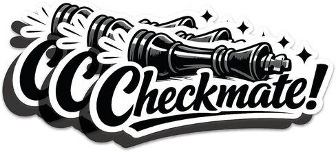 (3pcs) Checkmate Chess Sticker – Funny Black and White Chess Decal for Laptop, Water Bottle, Notebook, Car – Waterproof Vinyl Gift for Chess Lovers in Saudi Arabia