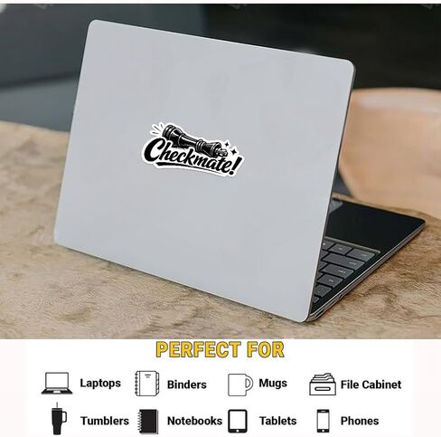 (3pcs) Checkmate Chess Sticker – Funny Black and White Chess Decal for Laptop, Water Bottle, Notebook, Car – Waterproof Vinyl Gift for Chess Lovers in Saudi Arabia