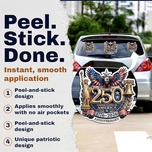 3Pcs 5 Inch Premium 250 Anniversary USA Merchandise Decal Sticker, USA Flag Patriotic 4th of July 1776–2026 Vinyl for Car, Truck, Window, Laptop, 250 Years American Independence Bumper Stickers Gifts in Saudi Arabia