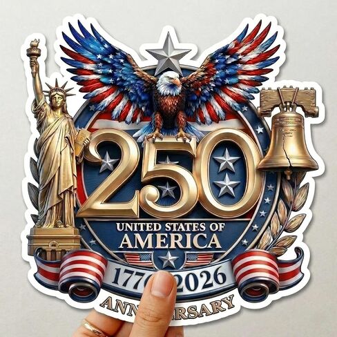 3Pcs 5 Inch Premium 250 Anniversary USA Merchandise Decal Sticker, USA Flag Patriotic 4th of July 1776–2026 Vinyl for Car, Truck, Window, Laptop, 250 Years American Independence Bumper Stickers Gifts in Saudi Arabia
