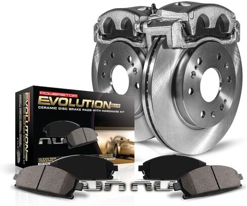 طقم الفرامل الأمامية والفرجار PowerStop لفورد برونكو 1994-96 | Ford F-150 1994-96 - وسادات الفرامل السيراميكية + الفرجار + استبدال دوارات القرص، KCOE5067 in Kuwait