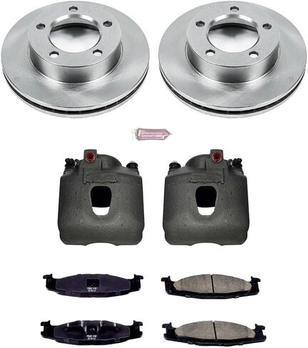 طقم الفرامل الأمامية والفرجار PowerStop لفورد برونكو 1994-96 | Ford F-150 1994-96 - وسادات الفرامل السيراميكية + الفرجار + استبدال دوارات القرص، KCOE5067 in Kuwait