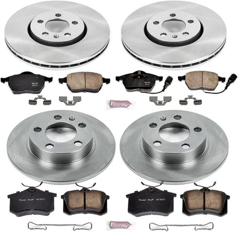 PowerStop Front and Rear Brake Kit for Volkswagen Beetle 1999-10 |Golf 1999-06 |Jetta 1999-05 - Z17 Ceramic Brake Pads & Disc Rotors Replacement, KOE899 in Kuwait