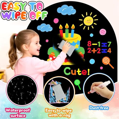 Magnetic Chalkboard for Kids Black Magnet Wall Decal Self Adhesive Blackboard Contact Paper Peel and Stick Magnetic Drawing Chalk Board with 79 Magnet Letter for Playroom Nursery Classroom 31.5"x39.4" in Saudi Arabia