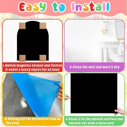 Magnetic Chalkboard for Kids Black Magnet Wall Decal Self Adhesive Blackboard Contact Paper Peel and Stick Magnetic Drawing Chalk Board with 79 Magnet Letter for Playroom Nursery Classroom 31.5"x39.4" in Saudi Arabia