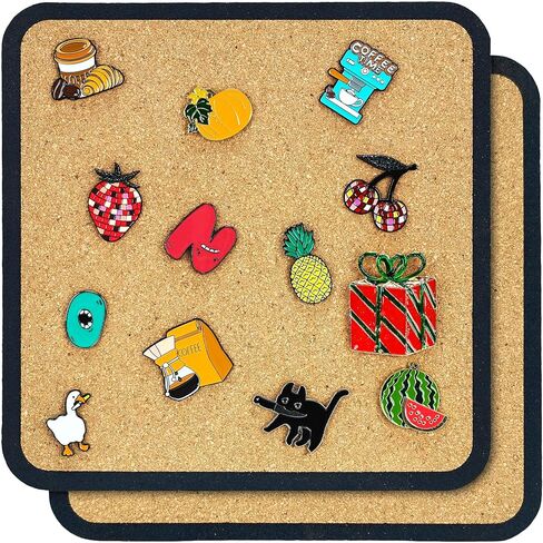 1pcs Rounded Square Pin Display Cork Board - 7.9x7.9 inch Enamel Pin Board for Brooch and Pin Collection Display, Ideal for Home, Office and School Decor in Saudi Arabia
