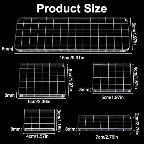 5 PCS Stamp Blocks Acrylic Clear Stamping Blocks with Grid Lines, Assorted Sizes Clear Stampings Tool for Crafting Scrapbooking Card Making and DIY Projects in Saudi Arabia