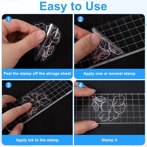 5 PCS Stamp Blocks Acrylic Clear Stamping Blocks with Grid Lines, Assorted Sizes Clear Stampings Tool for Crafting Scrapbooking Card Making and DIY Projects in Saudi Arabia