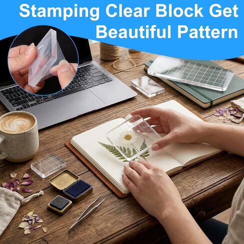 5 PCS Stamp Blocks Acrylic Clear Stamping Blocks with Grid Lines, Assorted Sizes Clear Stampings Tool for Crafting Scrapbooking Card Making and DIY Projects in Saudi Arabia